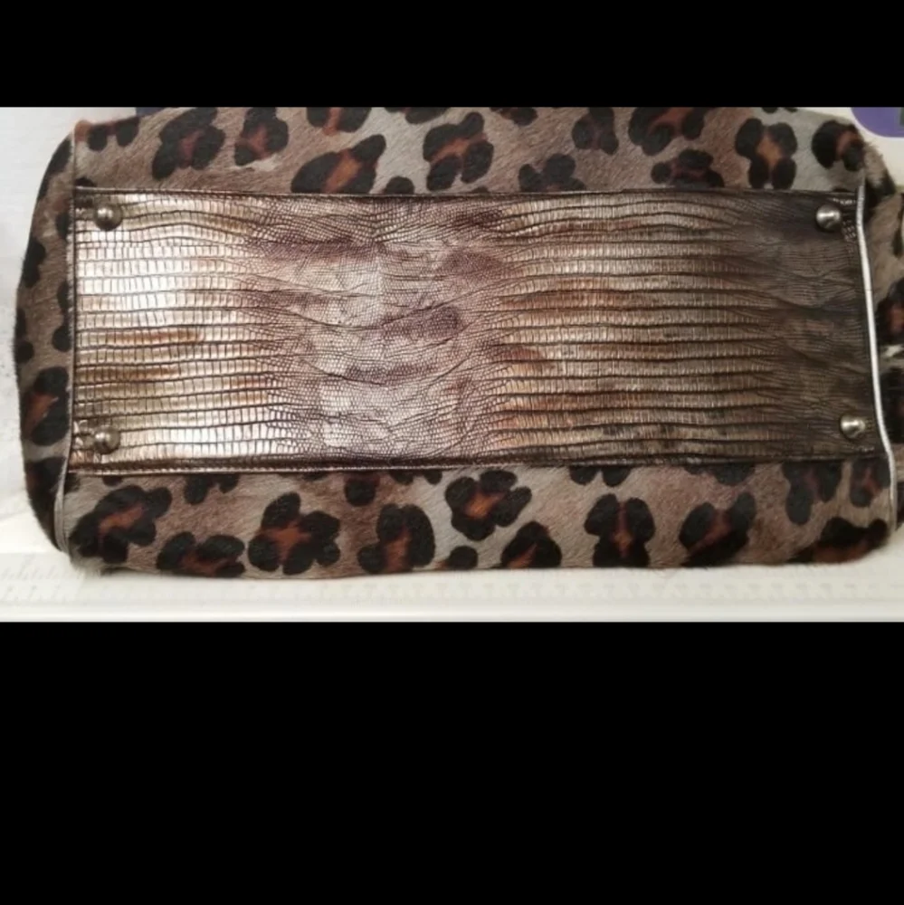 Bizroma Leopard Snake Mobwife Satchel Handbag Made in Italy Silver Heart Charm